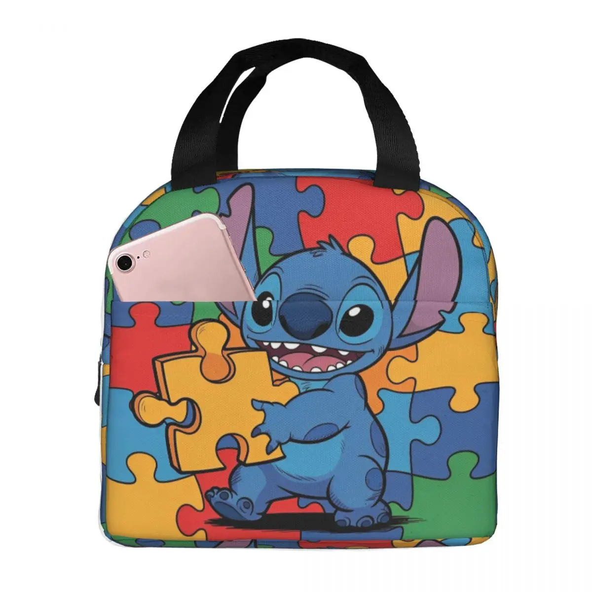 

Stitch Cartoon Lunch Bag Picnic Lunch Box For Men Casual Print Thermal Lunch Bags Oxford Cooler Bag