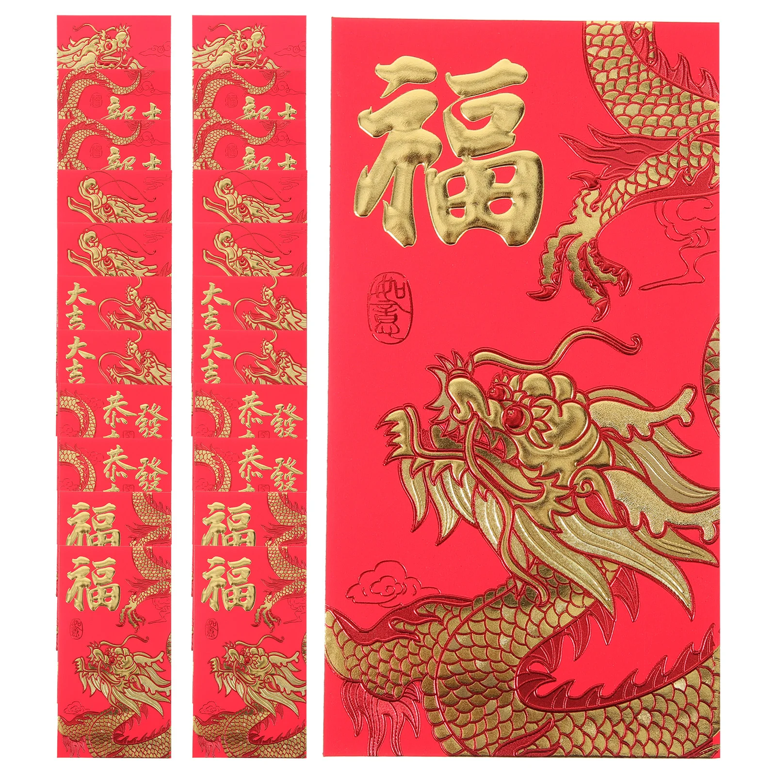 

Hongbao 2024 Year of The Dragon New Red Personalized Cartoon Packet Spring Festival Hundred Yuan Envelope (t2312) 30pcs