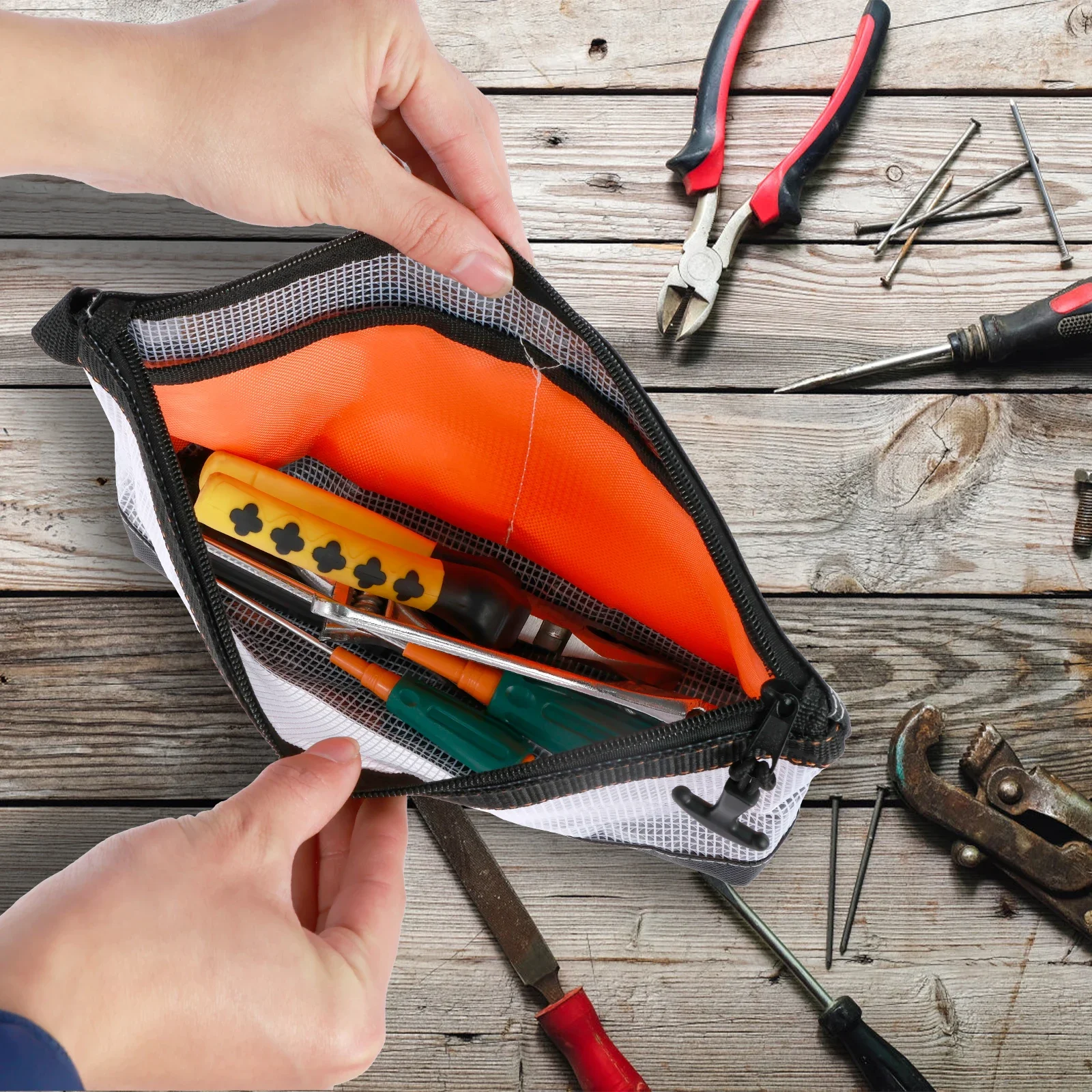 4Pcs Clear Tool Pouch Waterproof Oxford Cloth Small Tool Bag Anti-Static Tool Storage Organizer Durable Tool Pouch Bag Zipper