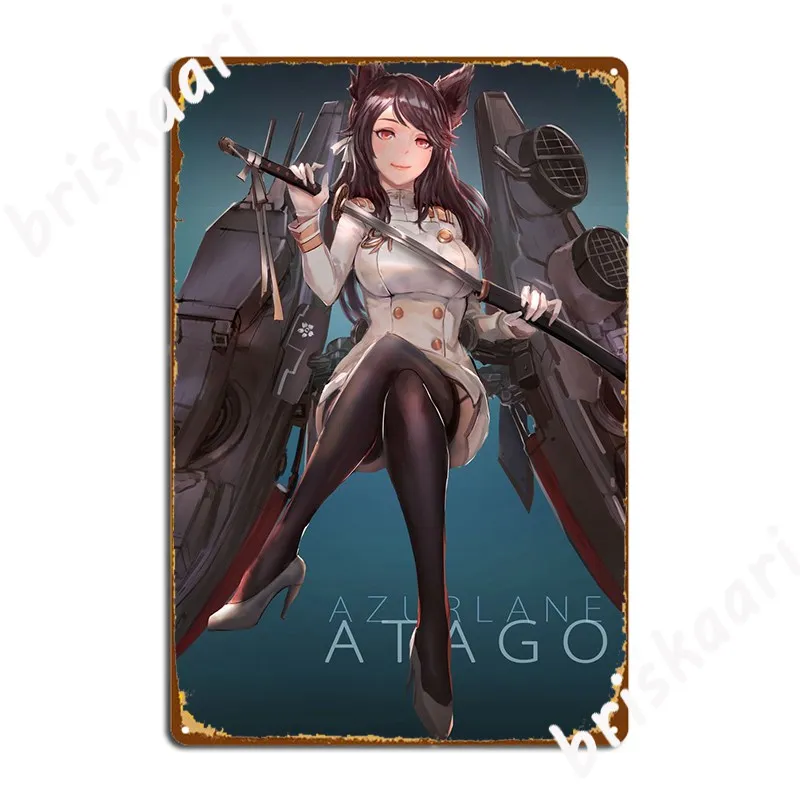 Azurlane Atago Metal Sign Club Party Party Wall Decor Vintage Tin Sign Poster