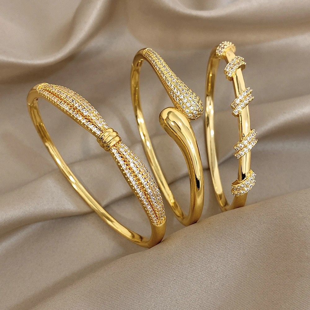 Greatera Kupfer-Armbänder, die um das Handgelenk blinkt, Schleife, Manschettenarmreif mit goldenem Gewinde, einfacher geometrischer Twist-Muster-Schmuck