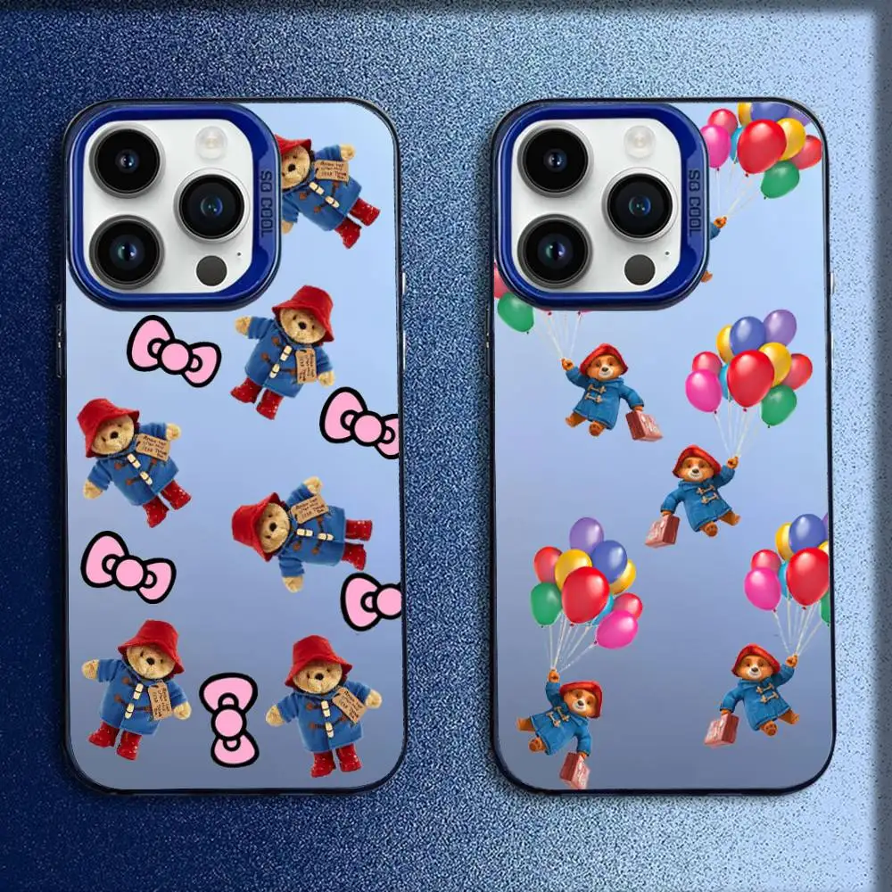 

Cartoon P-Paddington Bear Phone Case For iPhone 16,15,14,13,12,11,Mini,Pro,E,MAX Blue Candy Matte Shockproof Cover