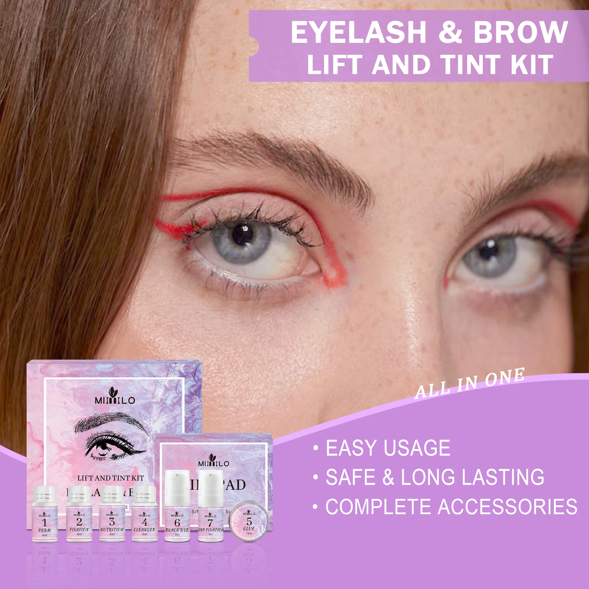 Curl eyelashes and shape eyebrows shaping/dying set Eye makeup product lifting set, 2 in 1 perm, easy to use，6-8 weeks
