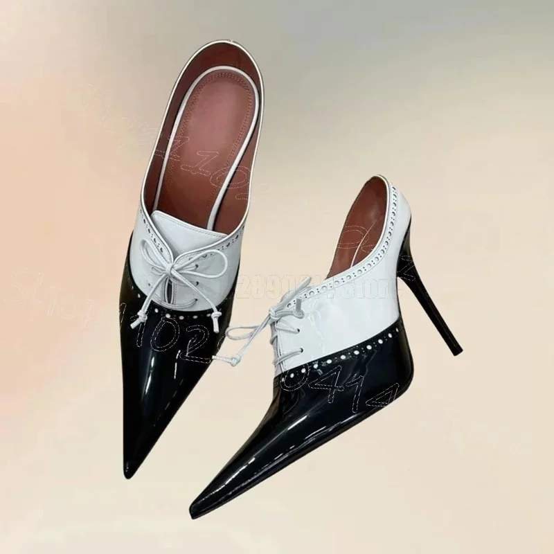 

Patchwork Carving Design Strappy Pointed Toe Pumps Slip On Women Shoes Thin High Heels New Party Dating 2025 Zapatos Para Mujere