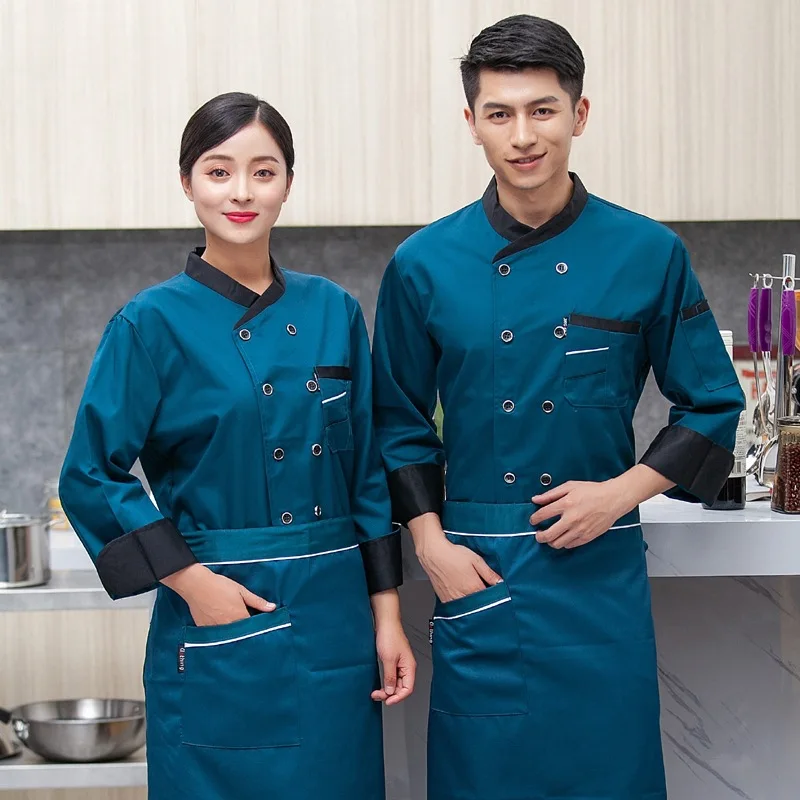 

C615 Long Sleeve Master Cook Work Uniforms Restaurant Hotel Kitchen Work Wear Clothing Food Service Chef Tops Plus Size
