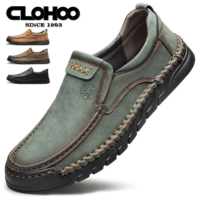

Мужские повседневные туфли CLOHOO из искусственной кожи на резиновой подошве, мужские повседневные деловые кожаные туфли