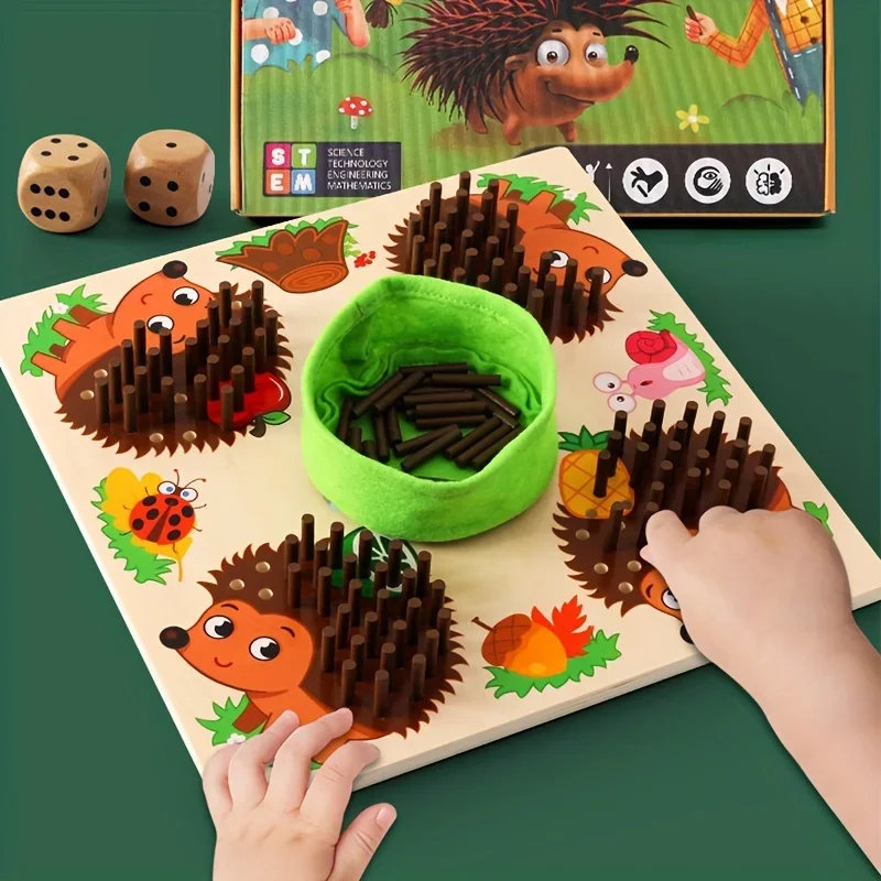 

Educational Wooden Hedgehog Sensory Puzzle Toy - Develops Fine Motor Skills, Hand-Eye Coordination&Problem-Solving Abilities