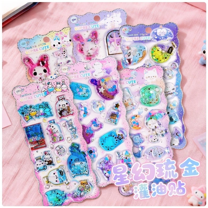 

3 шт./6 шт. Супермилые модные 3D-наклейки с водными мультяшными рисунками для скрапбукинга, дневников, канцелярских принадлежностей, подарок для школы