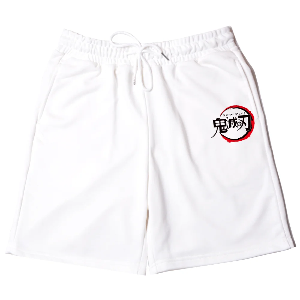 Mens Casual  Shorts Summer Demon Slayer Shorts Fashion Knee Length Drawstring Men Pure Cotton Ventilate Sport Fitness Shorts