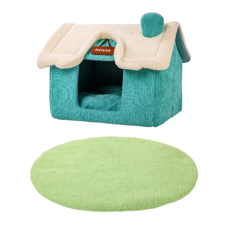 Pet Cottage Dog Bed, Small to Medium Dog House, Cat and Dog Warm Winter Kennel Accessory