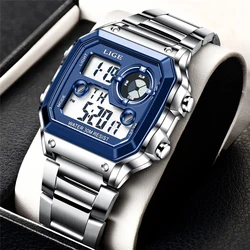 LIGE Brand Men Watch Military Outdoor Sports Digital Man Watch Casual Fashion Waterproof Electronic Wristwatch Male Reloj Hombre