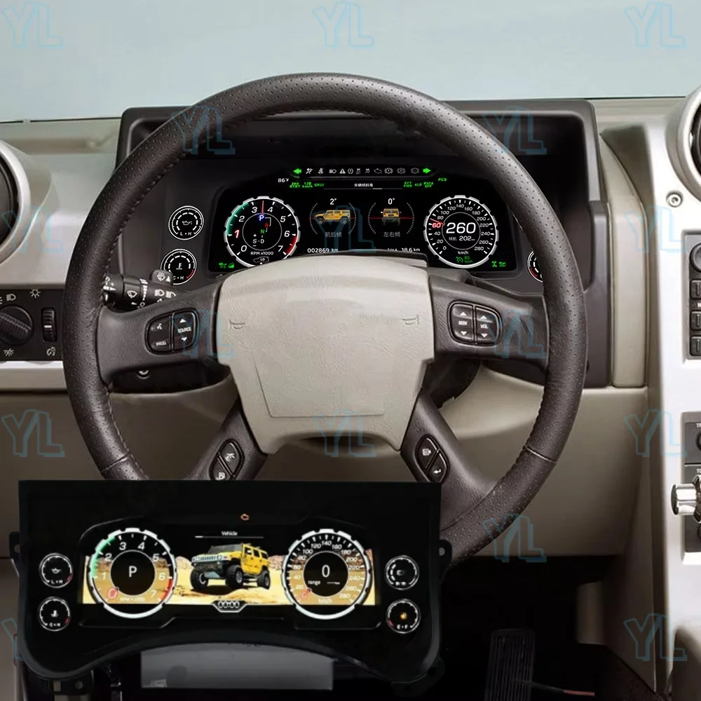 Linux System 12.3inch Screen Car LCD Digital Cluster For Hummer H2 2003 2004 - 2009 Panel Virtual Cockpit Speedometer Dashboard