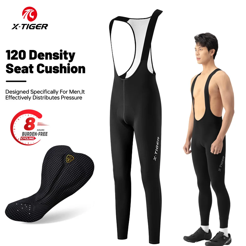 

X-TIGER Men's Cycling Pants 120 High Density Padded Professional Cycling Bib Long Trousers Spring Autumn 8 Hours Bicycle Tights