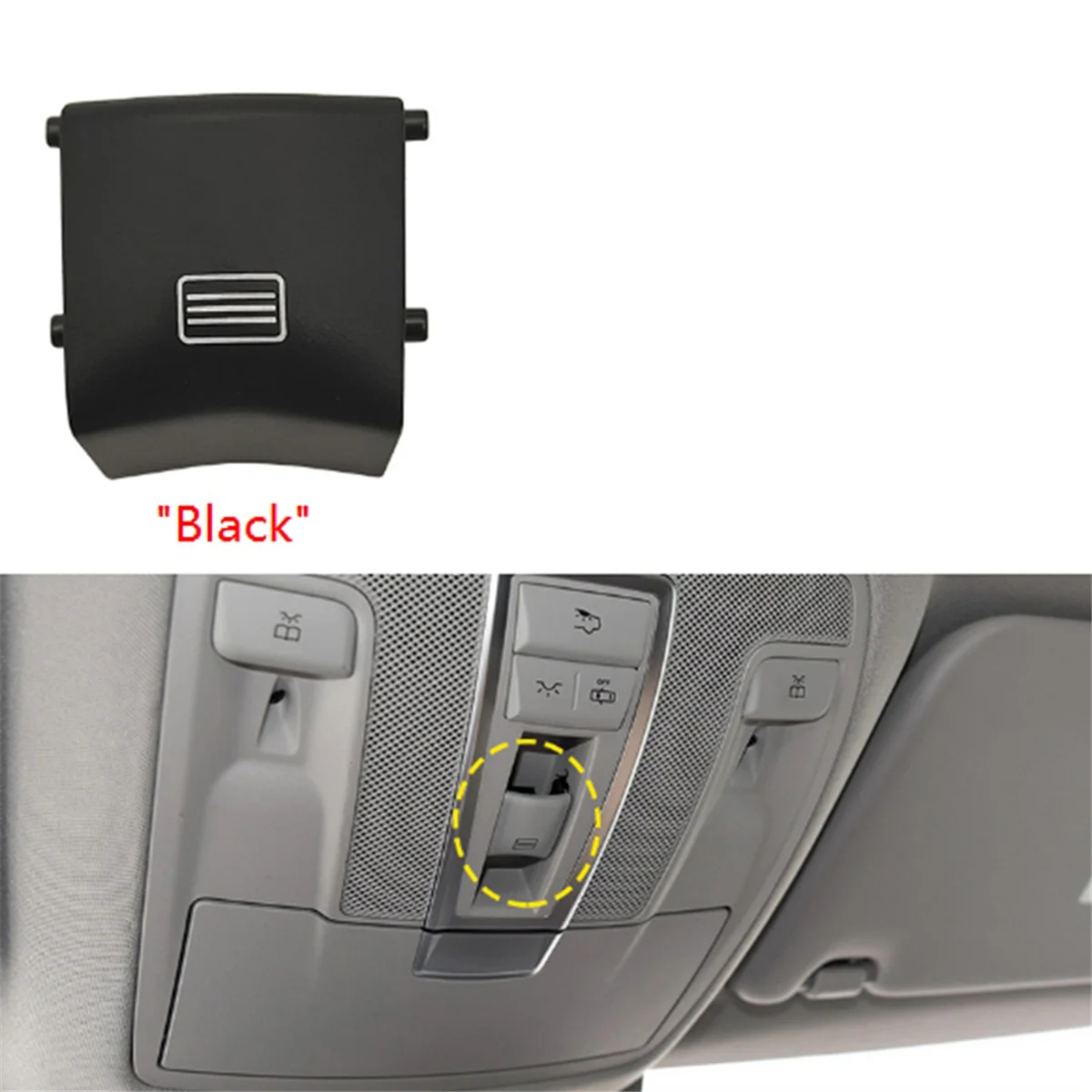 

Car Sunroof Window Switch Button Cover Indoor Ceiling Light Switch for Mercedes-Benz ML GL GLE G W166 W292 W463 Black—L49A