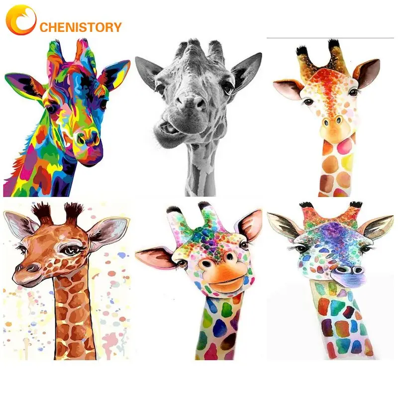 

CHENISTORY Abstract Painting By Numbers Handiwork Colorful Giraffe Picture Drawing For Adults Wall Decor Gift Canvas Painting