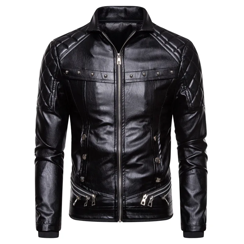 2021 New Design Motorcycle Bomber Add Wool Leather Jacket Men Autumn Turn Down Fur Collar Removable Slim Fit Male Warm Pu Coats