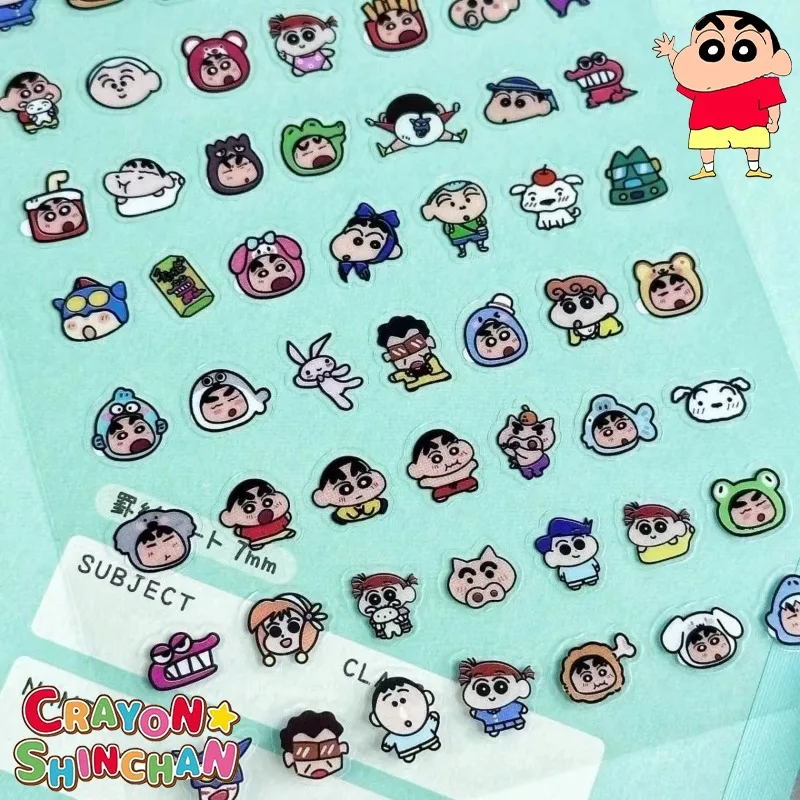 Crayon Shin-chan pegatinas de dibujos animados, figura de Anime, teléfono creativo, taza de agua, monopatín, decoración de guitarra, pegatinas de