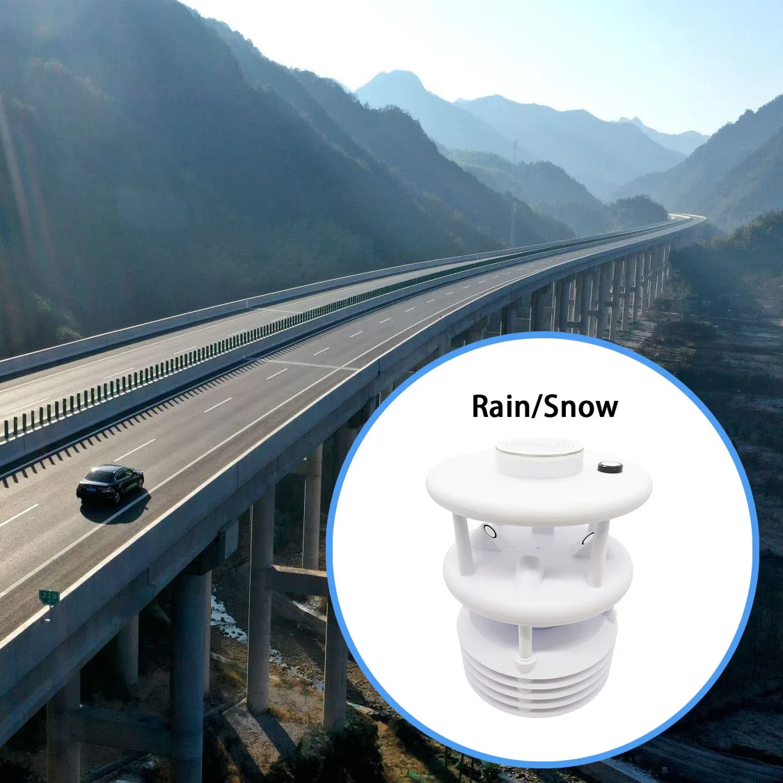 Outdoor Weather Station Wind Speed Direction Temperature Relative Humidity Pressure Illumination Rainfall Snow For Expressway