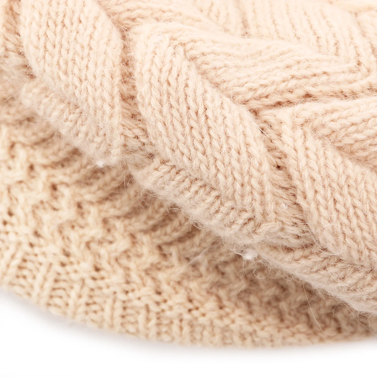 

Women Winter Cap Beige Wool Elastic Design High Quality Knitting Warm Comfortable Ladies Hat Accessories
