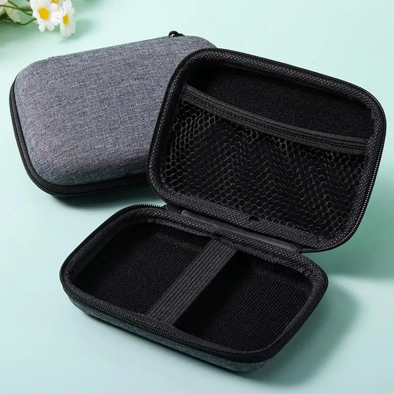 Headphone Case Small Zipper Pouch Earbud Case With Clip Wired Earphone Case Holder Protective Hard Shell Travel Bag Waterproof