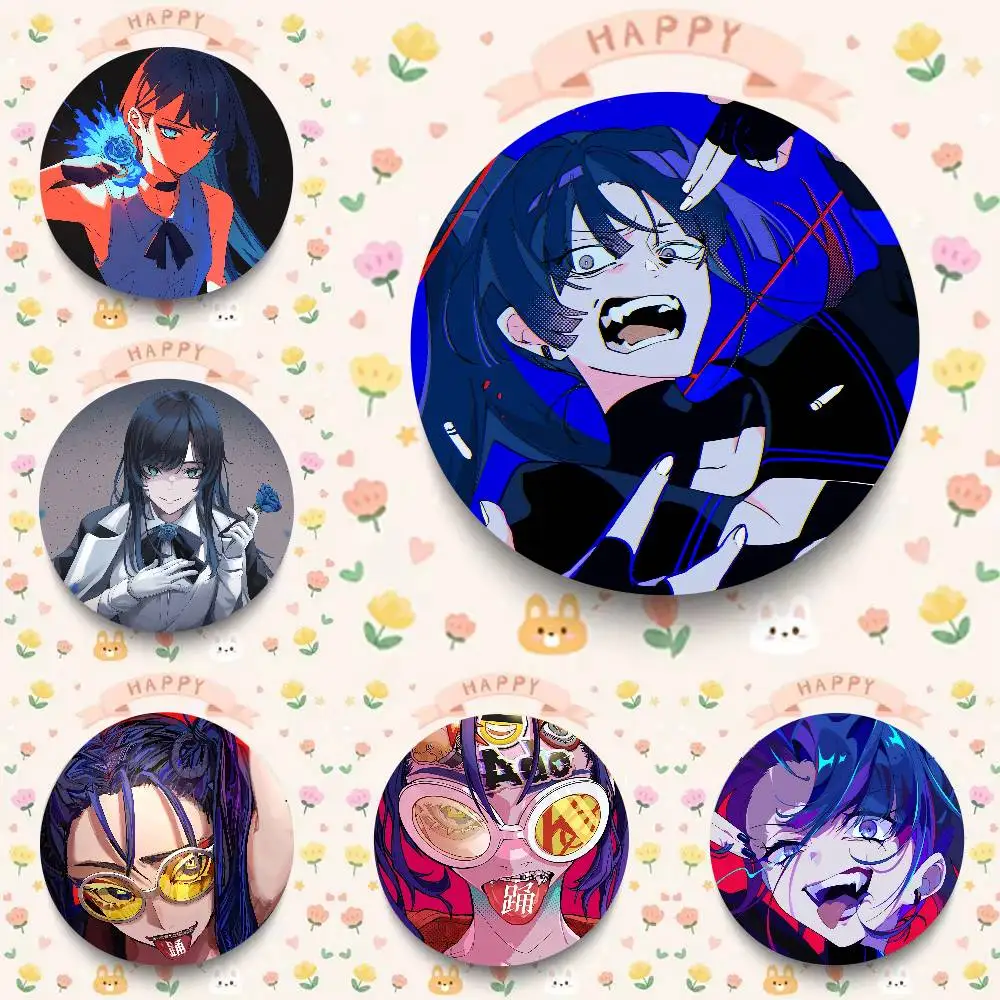 Singer Ado Anime Oft Button Pin Creativity Manga Round Badge Cartoon Brooches For Bag Jacket Collar Decor Jewelry Gift