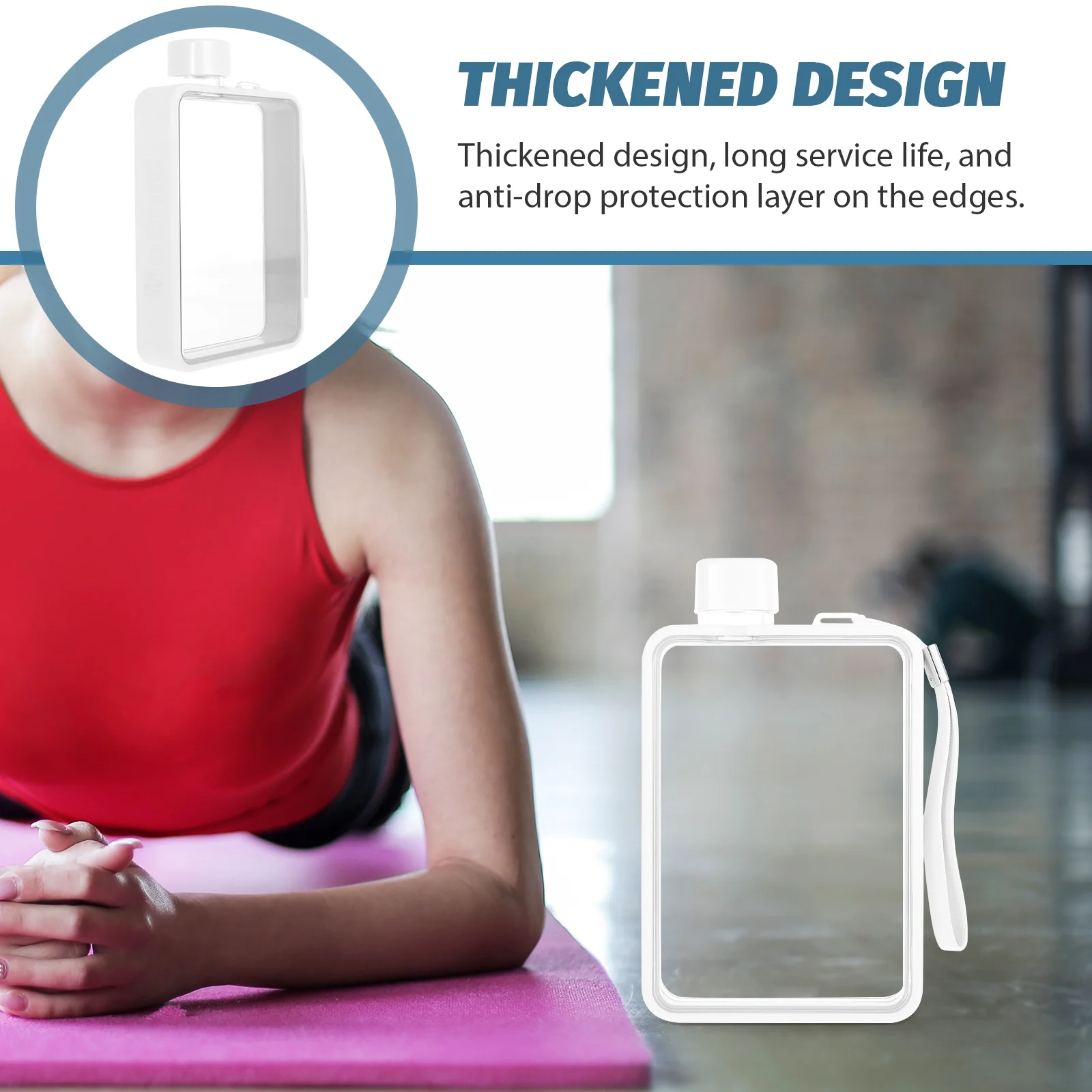 

1pc Portable Water Bottle Premium PC Material Safe Durable Reusable Slim Hiking Drinking Pouch Compact Leakproof AestheticFlat