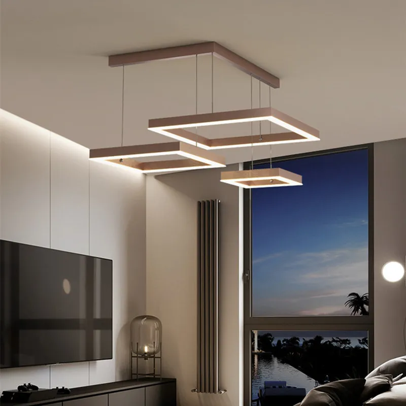 Moderne LED-Pendelleuchte, Minimalismus, Wohnzimmer, Schlafzimmer, Deckenleuchter, Beleuchtung, Dekoration, Zuhause, quadratische Hängelampe, Leuchten