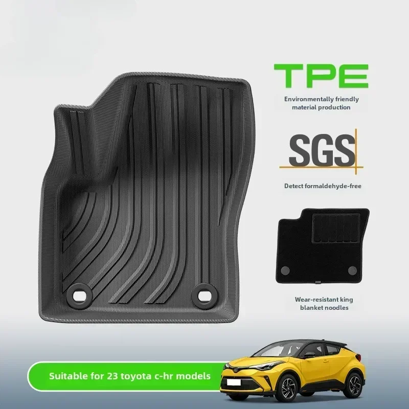 Alfombrillas de coche TPE para Toyota CHR 2023 2024, almohadilla de pie impermeable para todo tipo de clima, accesorios de alfombra antideslizantes resistentes al desgaste