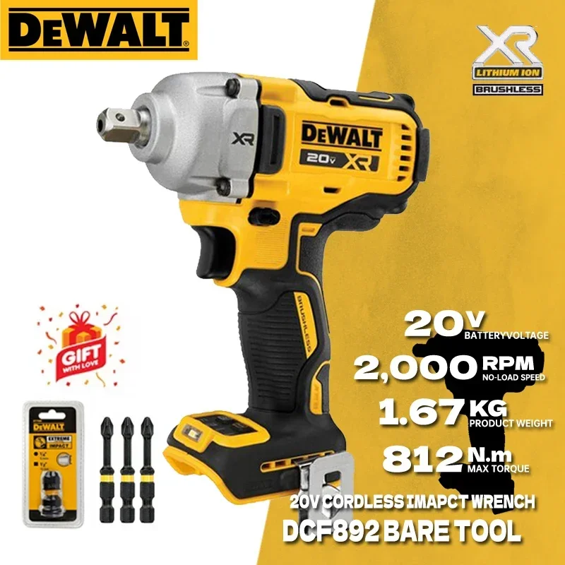 DEWALT 20V Impact Wrench With Detent Pin Anvil DCF892B Power Tool Compact Brushless Cordless Mid-Range Impact Wrench DCF892