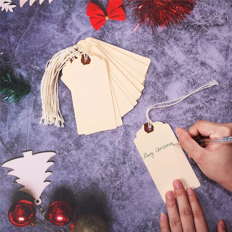 Qy-240Pcs 4 3/4 X 2 3/8In Manila Labels Shipping Labels Cardboard Labels With String Hanging Labels With Reinforced Holes