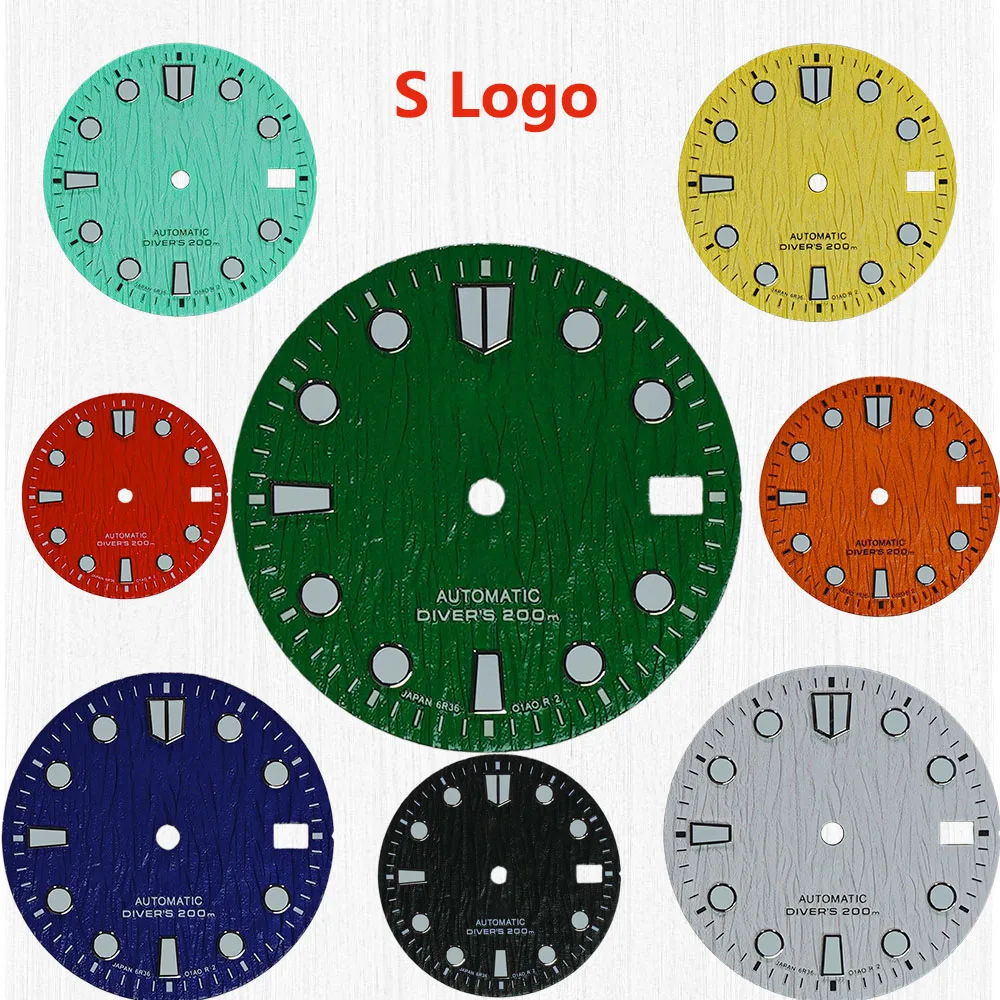 

8 Styles 28.5mm Watch Dial Green Luminous Marine Glacier Diver's Dial Suit For NH35/NH36 Movement Watch Modification Accessories