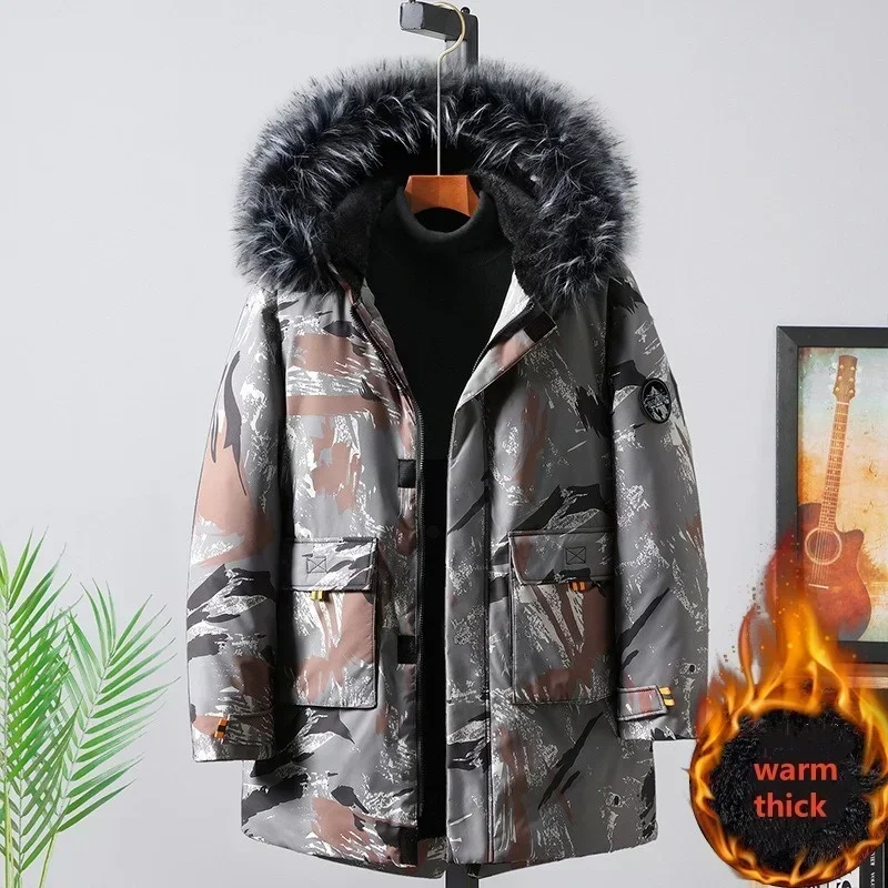 Wintermantel Männer Extra Große Größe 160KG 11XL 10XL 9XL Männliche Frachtkleidung Warme Tarnung Samt Dicke Kapuze Fleece Parka Jacke