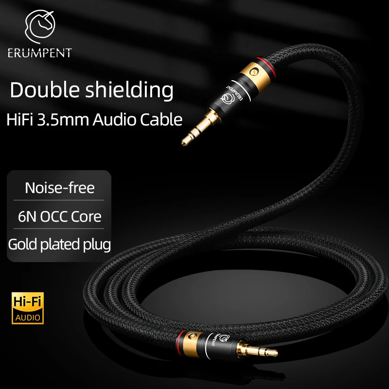 Hi-end OCC HiFi 3.5mm 90 stopni Aux kabel Audio podwójne ekranowanie Stereo 3.5mm Jack z męskiego na męskie do wzmacniacza telefonu mikser