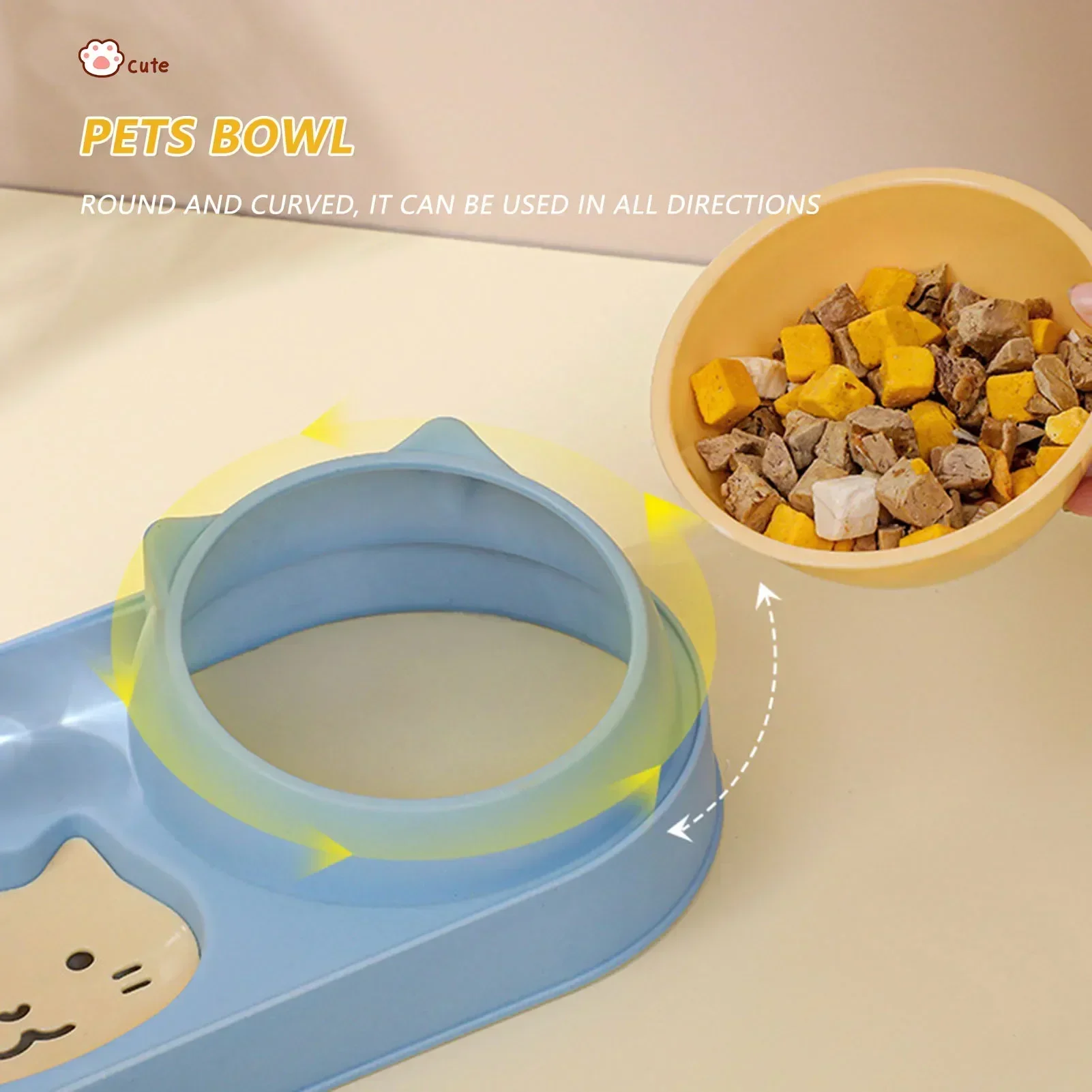 Pet Cat Bowl Automatic Feeder Dog Food Bowl With Water Fountain Double Bowl Drinking Raised Stand Dish Bowls For Cats