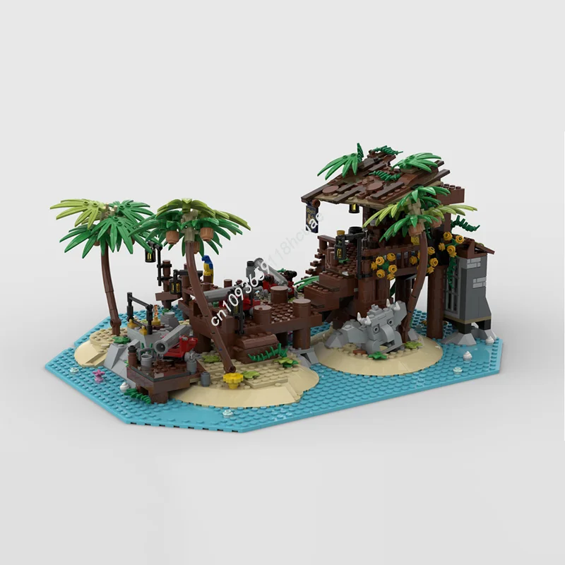 878PCS MOC Pirate A Alternative Build For The "Pirates Of Barracuda Bay" Island Model Building Blocks Stacking Bricks Creative