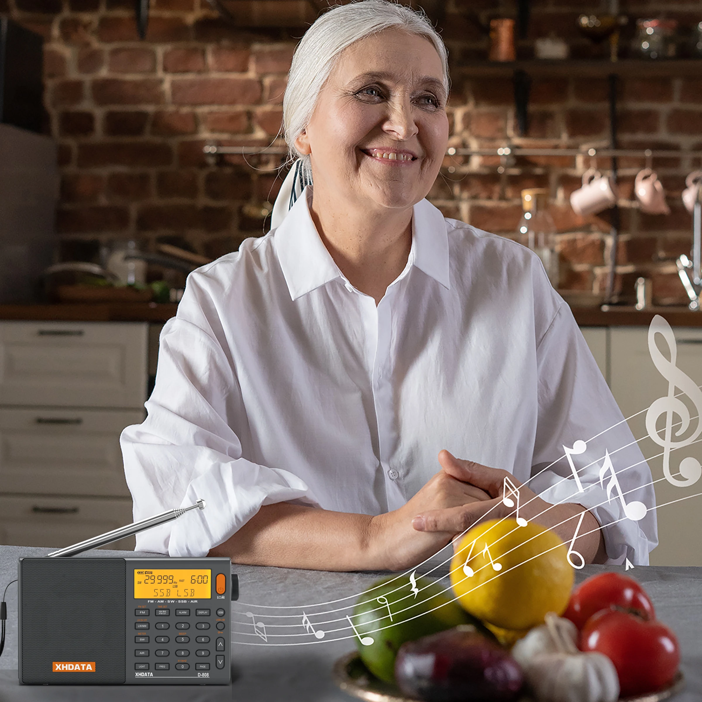 النسخة القديمة XHDATA D808 راديو محمول AM/FM/SW/MW/LW SSB AIR RDS مكبر صوت مع شاشة الكريستال السائل ساعة تنبيه راديو ستيريو D808