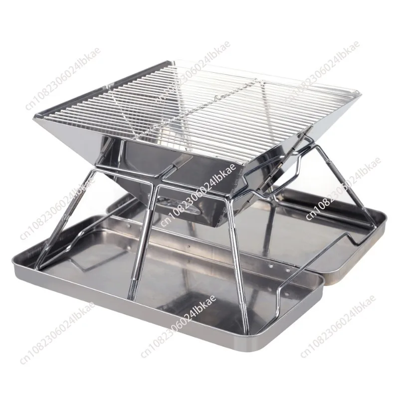 

Outdoor grill, portable folding stainless steel grill for 3-4 people, picnic grill medium
