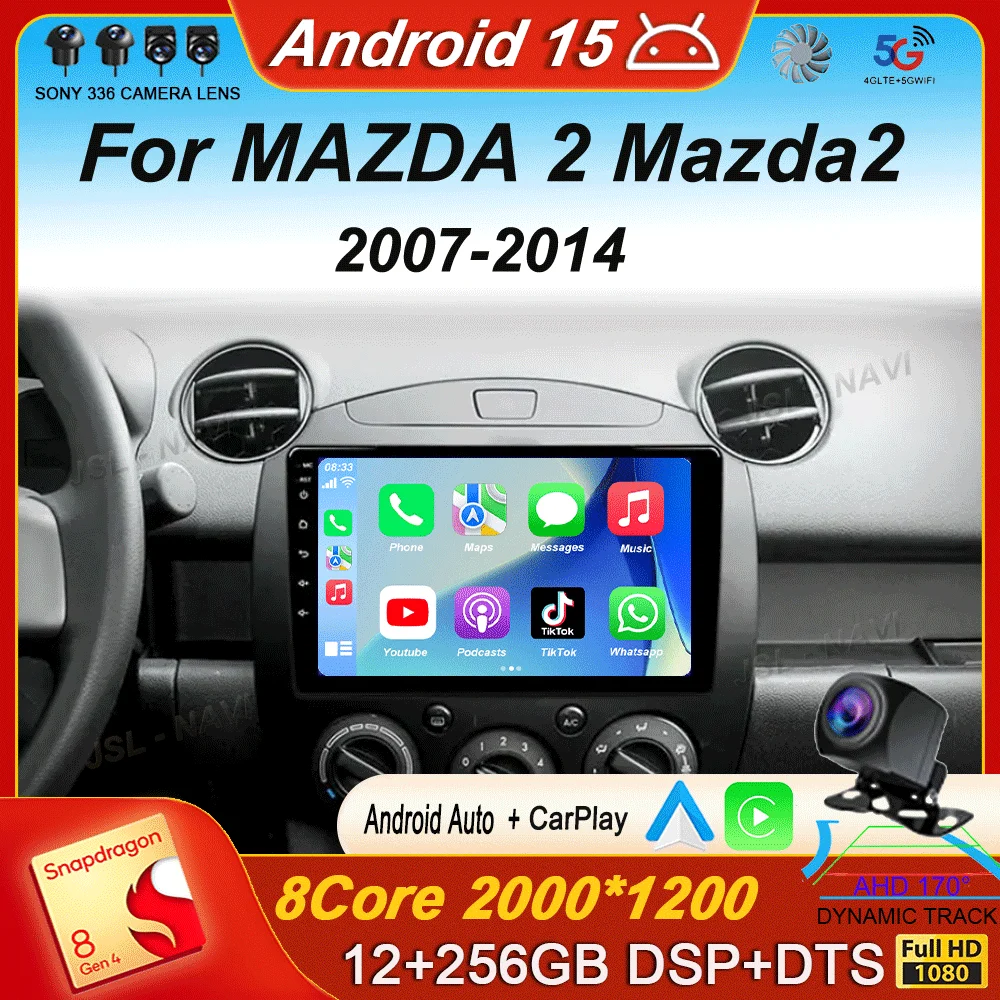 

Car Radio Multimedia Player For MAZDA 2 Mazda2 2007 2008 2009 2010 2011 2012 2013 2014 GPS Navi 2 Din Android 15 Autoradio QLED