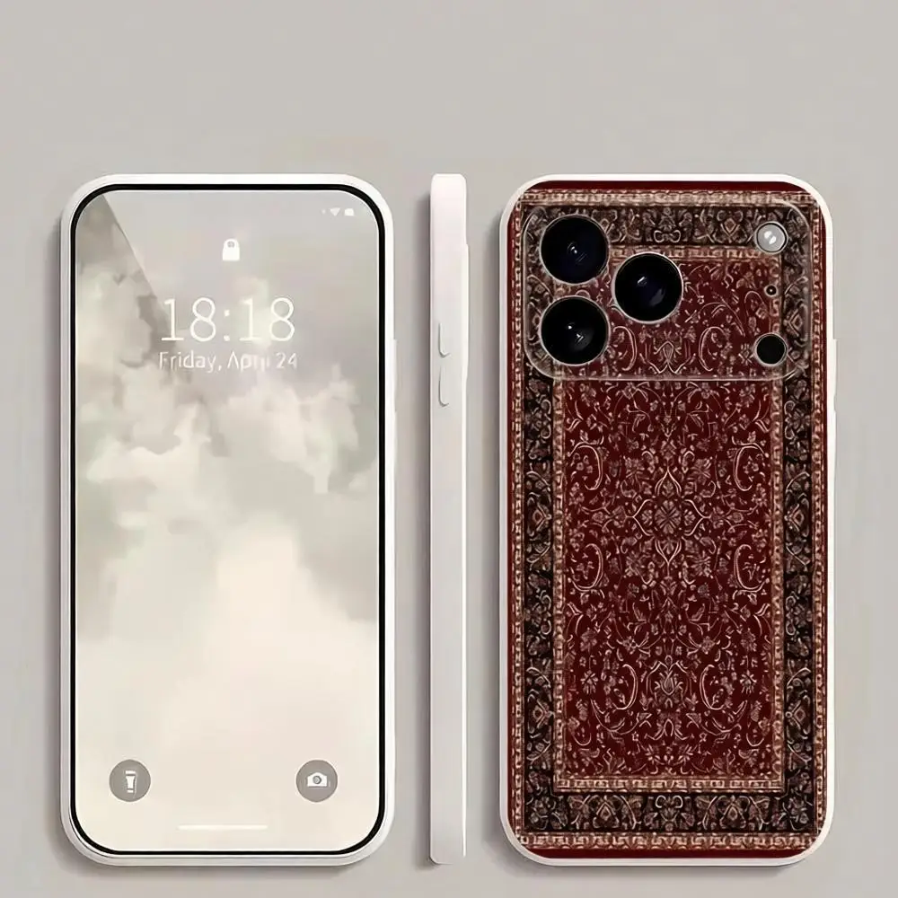 

Persian Carpet Floral Phone Case For iPhone 17 16 15 11 12 14 13 Pro Max Mini XS XR 7 Plus 17E Shockproof Silicone Cover Fundas