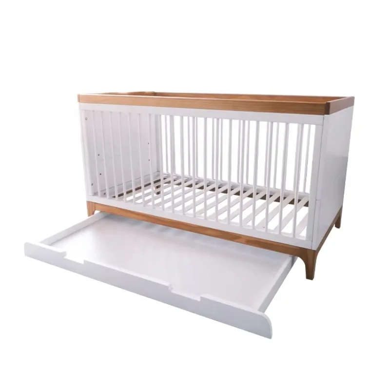 

Luxury White Crib Wood Adjustable Security Sturdy Baby Furniture