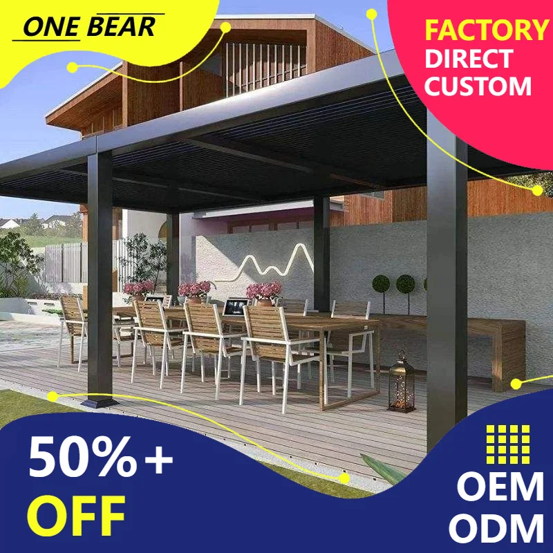 Any Size Custom Simple Sturdy Steel Frame Retractable Gazebo Easy Install Durable Weatherproof UV Resistant Rural Yard Outdoor