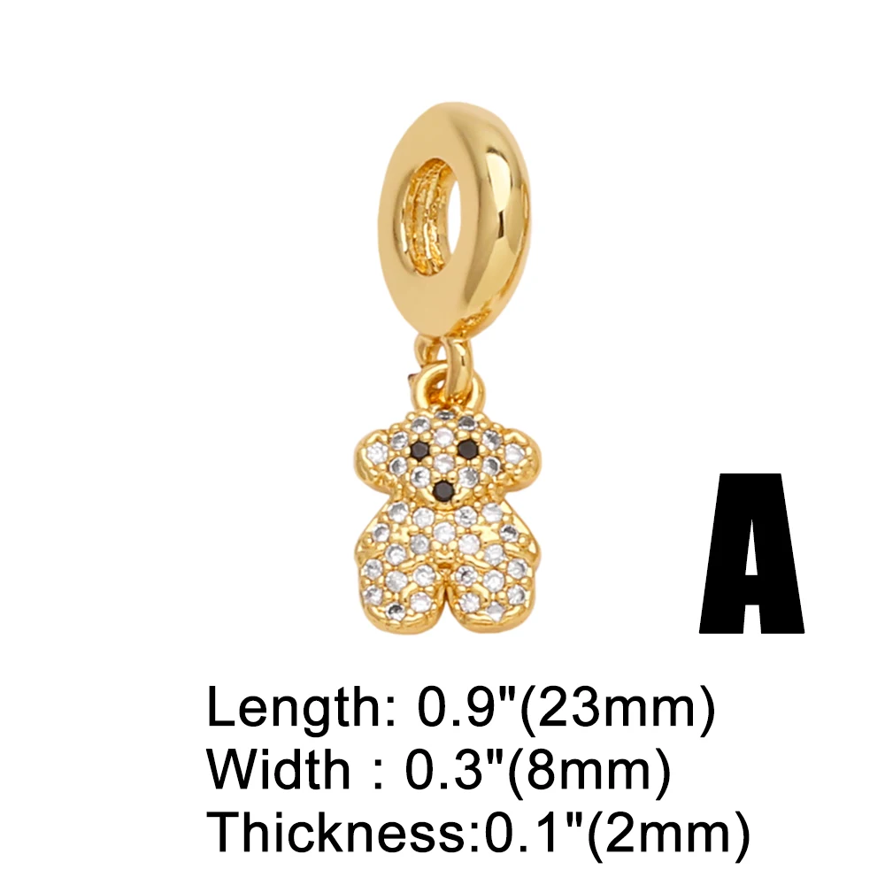 OCESRIO Polish Brass Heart Airplane Pendant for Necklaces Copper Gold Plated Crystal Bear Jewelry Making Component pdtb483