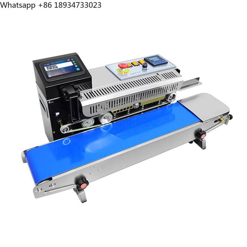 Plastic Bag Band Sealer with Expiry Date Qr Coding Continuous Sealing Machine with Inkjet Printer