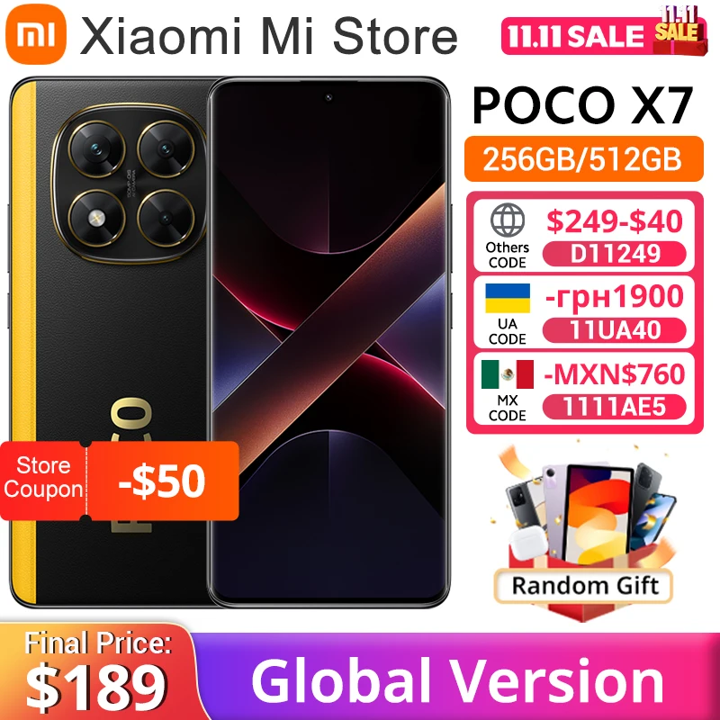 Versión Global POCO X7 Smartphone 50MP Cámara Dimensidad 7300-Ultra NFC Xiaomi HyperOS 6,67 "120Hz Pantalla AMOLED 5110mAh 45W IP68