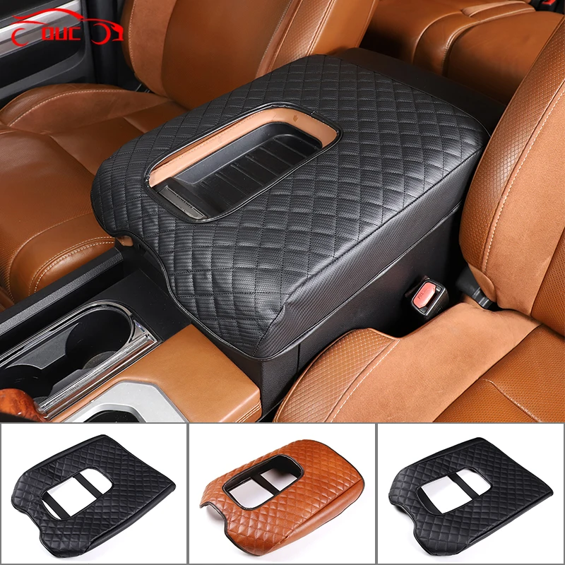 For Toyota Tundra 2007-2021 PU Leather Car Interior Center Console Lid Armrest Box Protection Cover Trim Interior Accessories