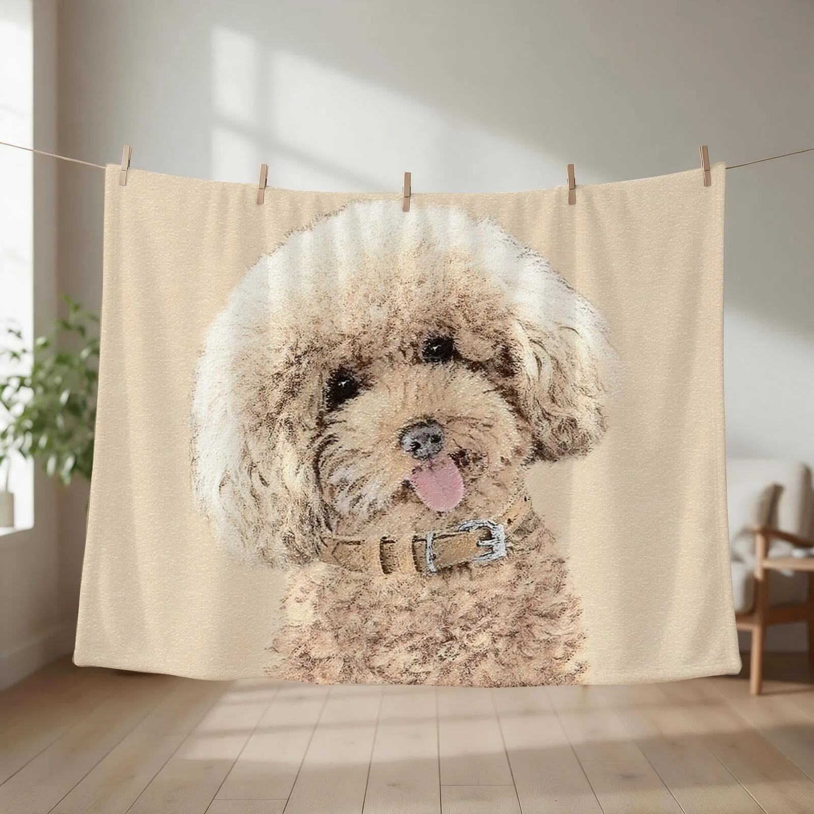 Poodle Toy Miniature Apricot Cream Brown Throw Blanket Thermals For Travel Plaid For Decorative Sofa heavy to sleep Blankets