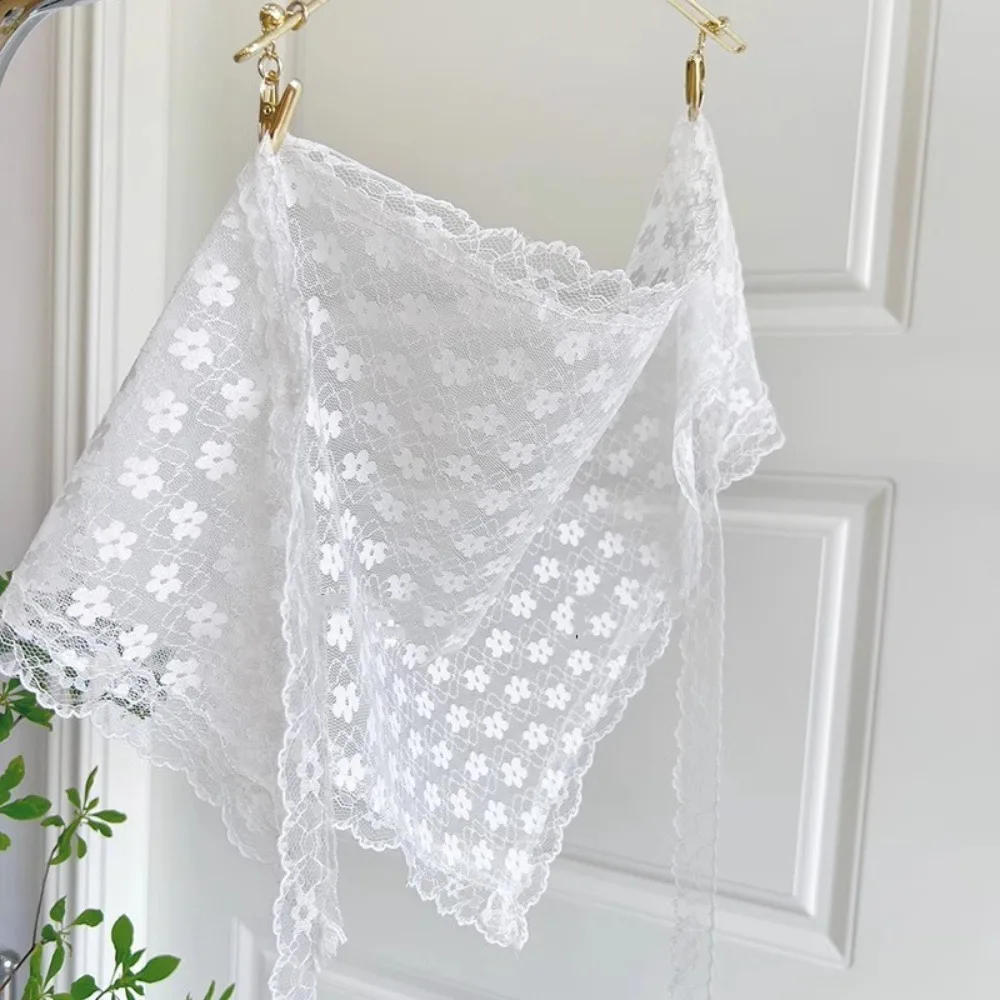 

Retro Lace Lace Hair Scarf Soft Wrap Pastoral style Triangle Hair Band Flower Headscarf Girls