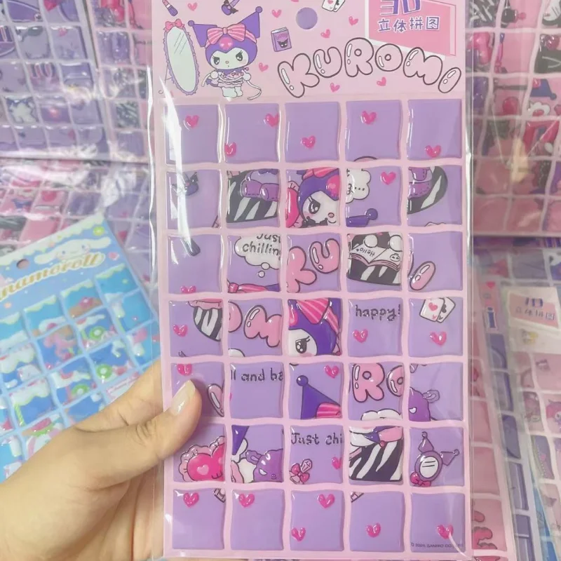 Bonito kulomi adesivo dos desenhos animados 3d alívio quebra-cabeça adesivo menina diy caso de telefone desktop mala decoração menino recompensa adesivo