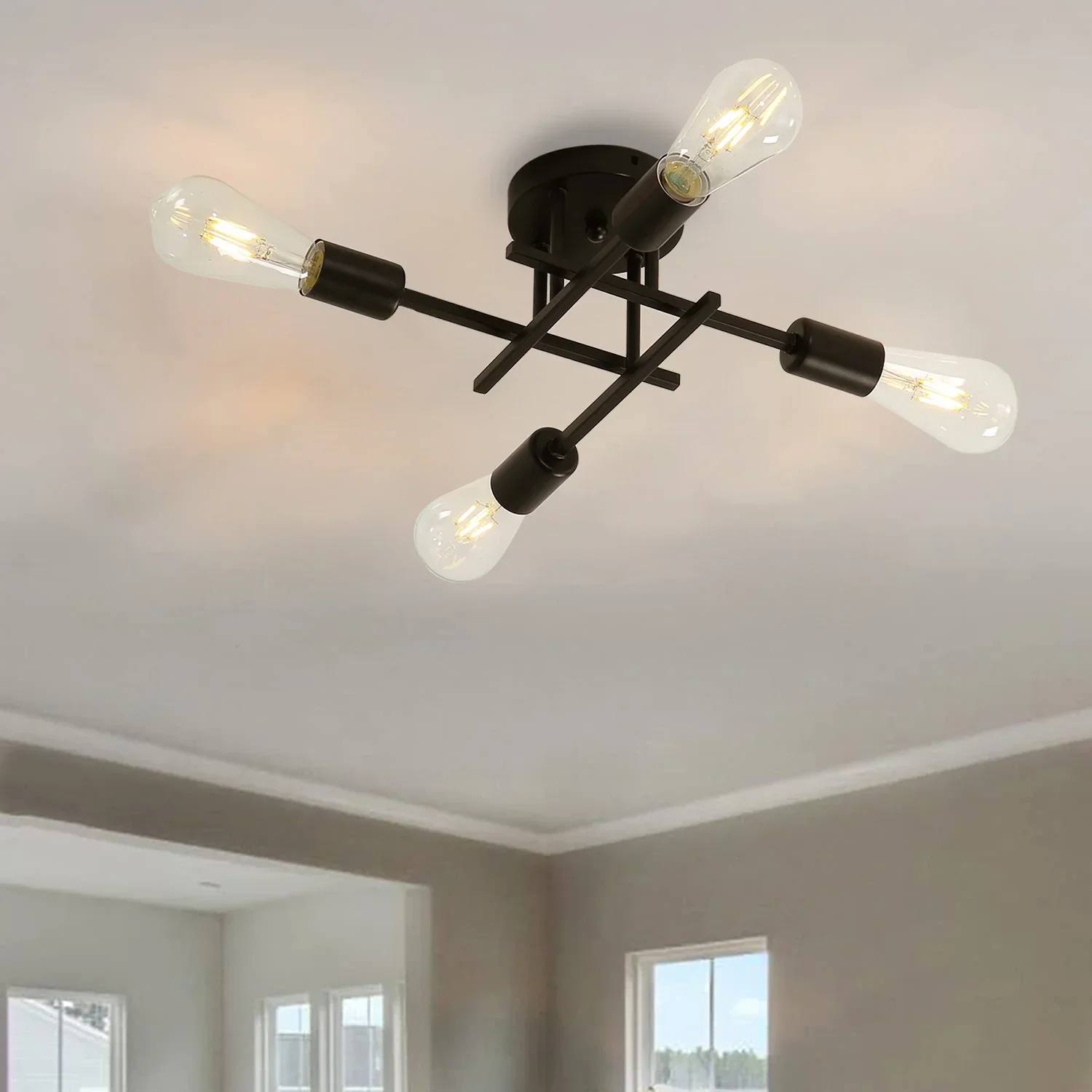 Close to ceiling light fixtures home Decor Warm And Romantic Lighting indoor Modern Living Room Lamp Black Golden Chandelier