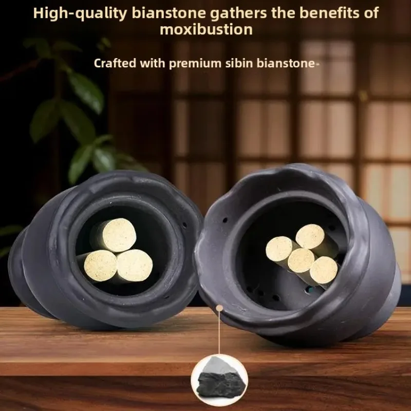Multifunctional Bian Stone Pot Ceramic Scraping Cup Integrated Moxibustion Health Tool